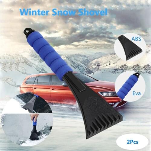 2Pcs Car Vehicle Snow Ice Scraper Window Snowbrush Shovel Removal Brush Winter Car Portable Snow Shovel Deicing Ice Sweep Tool