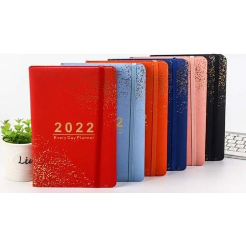 2022 A5 Soft Leather School Planner Efficiency Diary |Schedule Book 365-day Calendar Book Thickened Elastic Band Notebook