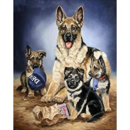 5d diy diamond painting dog family full square german shepherd 3d diamond mosaic diamond embroidery set