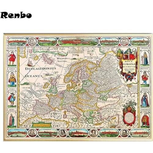 5d mosaic wall sticker Vintage World Map Diamond embroidery pattern diy diamond painting full drill square round rhinestone