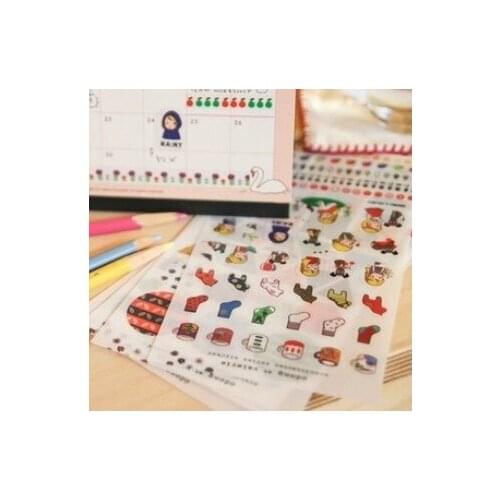 6pcs/lot New Cartoon Scandinavian series PVC sticker set DIY multifunction diary stickers Stationery Office school supplies