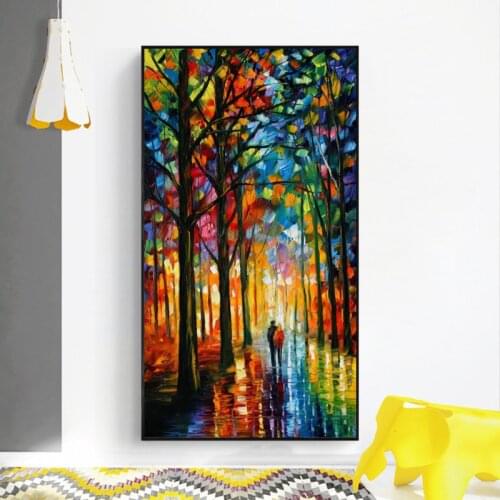Abstract Landscape Canvas Painting Wall Art Posters And Prints Forest Street Rainy landscape Wall Art Pictures for Room Decor