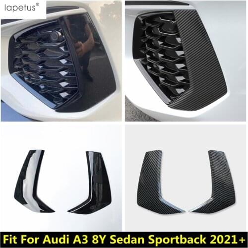 Accessories For Audi A3 8Y Sedan Sportback 2021 ABS Chrome / Carbon Fiber Look Front Fog Light Lamp Eyebrow Eyelid Cover Trim