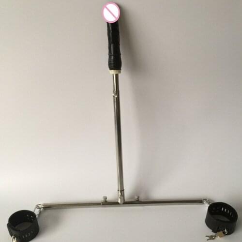 Stainless steel bondage restraints spreader bar leg irons ankle cuffs black penis dildo shackles legcuffs bdsm fetish sex toys