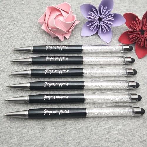 Free customized with LOGO /company Name * Diamond touch pen Crystal pens ballpen Office school Promotion gift
