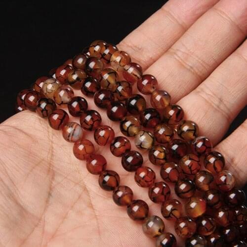 New Arrival 6-10mm Dragon Vein Agates Beads Natural Coffee Stone Round Bead For Jewelry Making DIY Bracelet Necklace Accessories