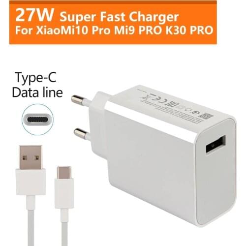Xiaomi Original Quick Charger 27W QC 4.0 Turbo Charger Type-C For Mi 9 SE Mi9 Mi10 Pro Redmi Note 8 K20 K30 Pro MIX 3 Mi Pad4