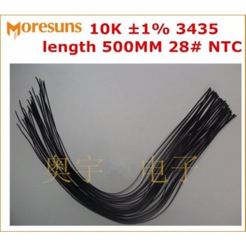 Fast Free Ship 20pcs/lot NTC Thermistor Temperature Sensor 10K 1% 3435 length 500MM 28# NTC