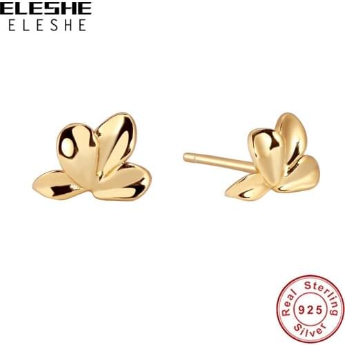 ELESHE Fashion 18K Gold Plated Daffodil Flower Earrings for Woman Wedding Jewelry Women 925 Sterling Silver Stud Earrings