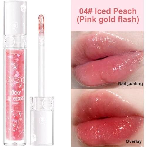 KISSKYLIE OMGA Crystal Sequin Lip Gloss Colorless Waterproof Long-lasting Moisturizing Shiny Lip Jelly Lip Balm Lip Makeup TSLM2