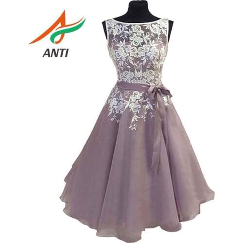 ANTI Short Prom Dress Black Purple Pink Lace A Line Back to School Prom Sexy Party Gown Vestidos Cheap And Good Quality