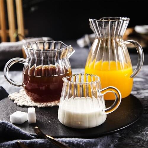 Creative Design Glass Mlik Jugs Nordic European Style Lovely Juice Wine Coffee Tea Service Cups 150ml 250ml 400ml
