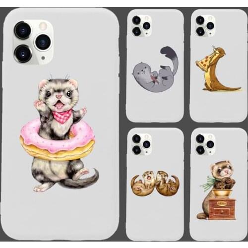 Cartoon otter Cartoons Phone Case Candy Color for iPhone 11 12 mini pro XS MAX 8 7 6 6S Plus X SE 2020 XR