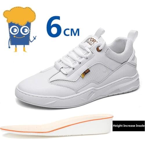 Men Elevator Shoes Heightening Shoes White Height Increase Shoes for Man Insole 6CM High Heels Shoes