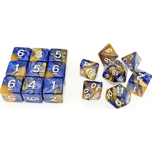 Rollooo Two-Tone Particular Roleplaying Dice Set Standard 7 + 9 Extra D6s for RPG D&D Games