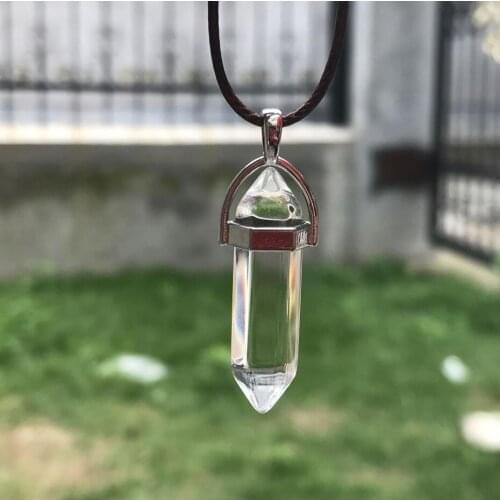 Natural clear quartz pendant crystal srystal point reiki healing 1pc