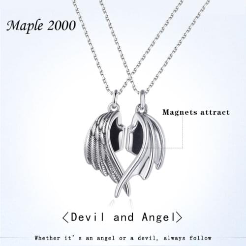 Pendant necklace Clavicle chain women Devil protects angel Devil angel 1 pair Lovers necklace for women men fashion jewelry