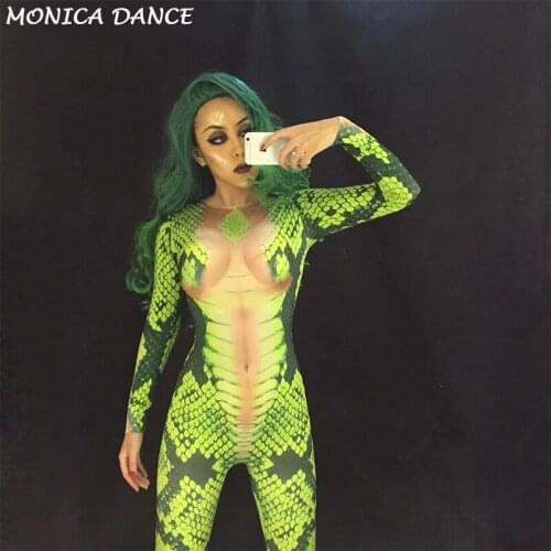 New Sexy Stage 3D Snake Pattern Printed Nightclub DjDs Dancer Costumes for Women Dance Costumes