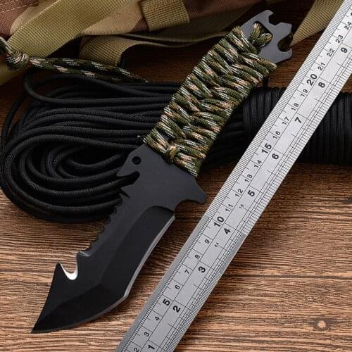 Fixed Blade Knife Pocket Knife 8CR13MOV Combat Tactical Knives EDC Multi Tools Good for Hunting Camping Survival Outdoor +Sheath