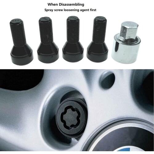 Anti-Theft Wheel Stud Bolt Locks 14X1.25MM for BMW High Security Type Wheel Lock Set 36136792851
