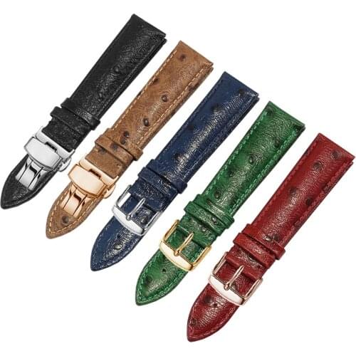 Ostrich Pattern Genuine Leather Strap 12 13 14 15 16 17 18 19 20 21 22 24mm Red Green Bracelet For Tissot DW Mido Ck Watch Chain