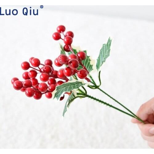 Christmas leaf simulation red fruit berry string branch Christmas tree decoration diy Accessories