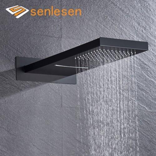 Senlesen Matte Black Bathroom Shower Head Replacement Hot and Cold Water Mixer Tap Crane