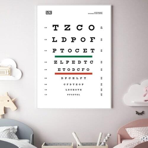 Modern Eye Test Snellen Chart Poster Home Decoration Art Painting Canvas Painit Kids Bed Room Decor