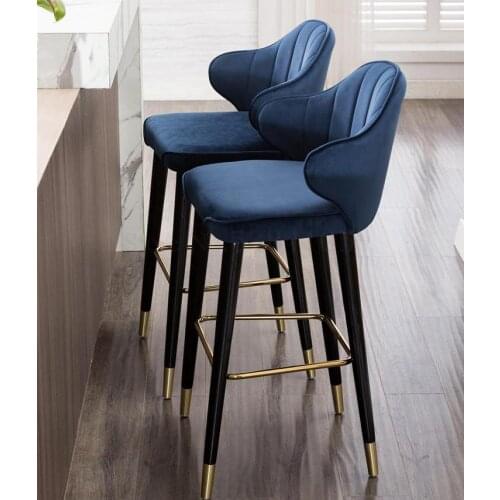 Light Luxury Solid Wood Bar Chair American Country High Chair Northern Europe Bar Chair Fashion Modern Italian Household