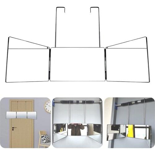 Bathroom 3 Way Mirror Self Haircutting Styling Trifold Mirror with Over The Door Hook ABS Hard Shell Adjustable Mirror for Home