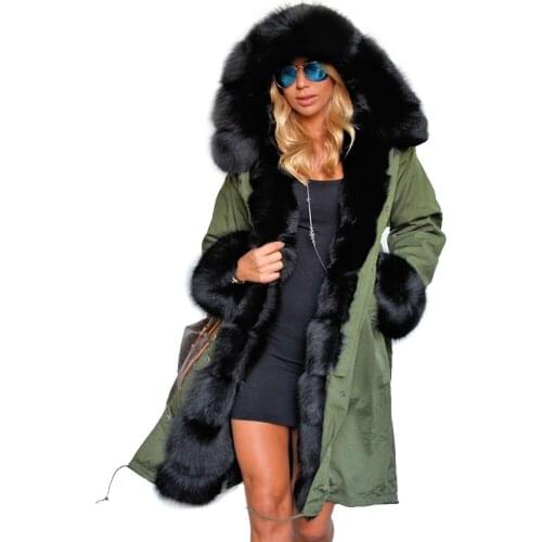 7XL Natural Real Fox fur Jacket Hooded Woman parkas Winter warm Coat Mulher Parkas Womens jacket