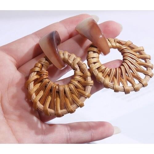 Fashion Handmade Vine Rattan Drop Earrings For Women 2019 Trendy Bohemian Acrylic Dangle Earring Party Statement Jewelry Gifts