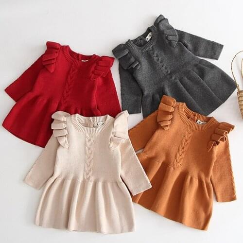 Winter Knitted Dress Autumn Toddler Girl Dresses For Female Babies Infant Warm Dress Knitted Sweater Kids Dresses For Girls