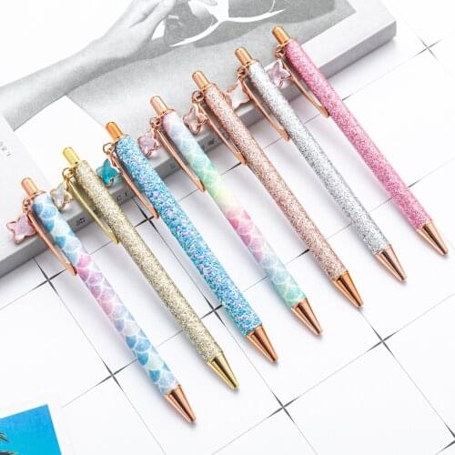 1 Piece Lytwtws Four Leaf Clover Pendant Ballpoint Pen Luxury Cute Wedding Rose Gold Metal Stationery School Office Supply Pens