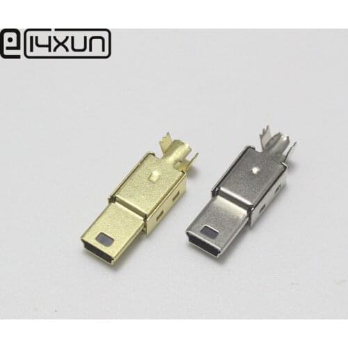 5set Mini USB Male Connector (3 IN 1 )Male Mini USB Jack 2.0 5PIN Plug Socket With Iron/Gold Cover For Kinds of DIY Soldering