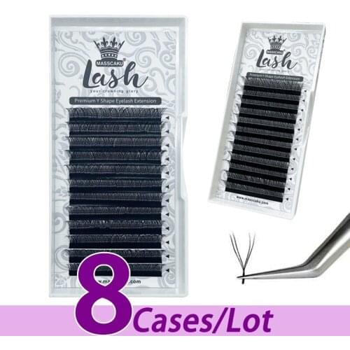 8pcs/lot New best selling false eyelashes Y shape lash 8-15mm new style high quality mink matte lash extension for solon