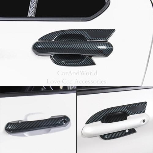 ABS Carbon Fiber Door handle Door Bowl Frame Cover Protector Trims For Ford Explorer 2020 2021 Car-styling Accessories