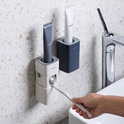 Automatic Toothpaste Dispenser Wall Mounted Stand Home Dust-proof Toothpaste Lazy Dispenser Bathroom Accessories Set Fast delive