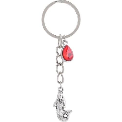 1PCS Women/Mens Fashion Mermaid Charm 25mm Keychain Key Rings Alloy Charms Gifts 20 Colors You Choose