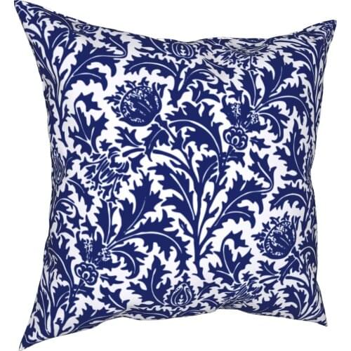 William Morris Damask Pillowcase Printing Polyester Cushion Cover Decorative Blue and White Pillow Case Cover Square 45*45cm