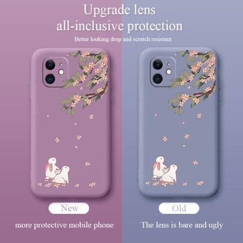 A Pair Of Rabbits Phone Case For iPhone 12 Pro Max 11 X XS XR XSMAX SE2020 8 8Plus 7 7Plus 6 6S Plus Liquid Silicone Cover