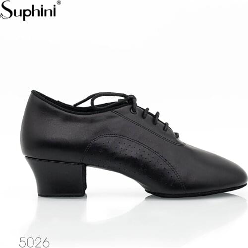 Suphini Soft Black Top Class sheep leather cuban heel ballroom tango standard men dance shoes men