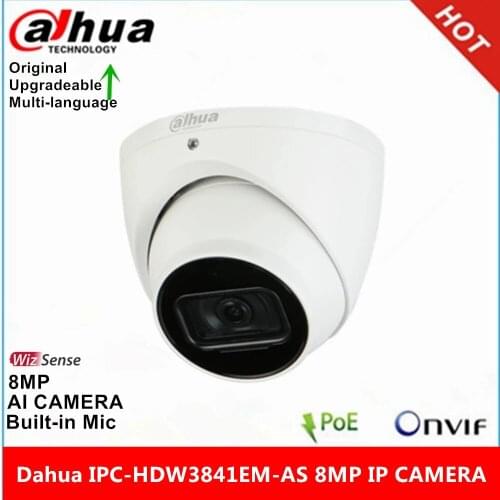 Dahua IPC-HDW3841EM-AS 8MP WizSense Network Camera POE Built in MiC & SD Card Slot IP67 IR 30M AI Camera