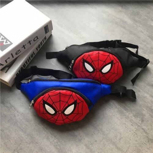 Disney Spiderman Childrens Waist Bag Marvel Anime Ironman Captain America Outdoor Sports Waist Bag kids Boy Travel Bag gifts