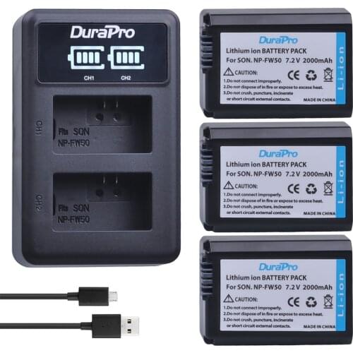 3pc NP-FW50 NP FW50 Li-ion Battery+ LED Charger For Sony A6000 NEX-7 NEX-5N NEX-F3 3D NEX-3DW NEX-3K NEX-5C Alpha 7R II NP-FW50