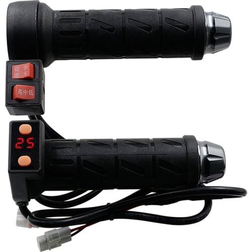 12V-80V Electric Scooter Heated Handlebar Grips + Switch Digital Display Warmth Adjustable Electric Heating Hand Grips Cycling