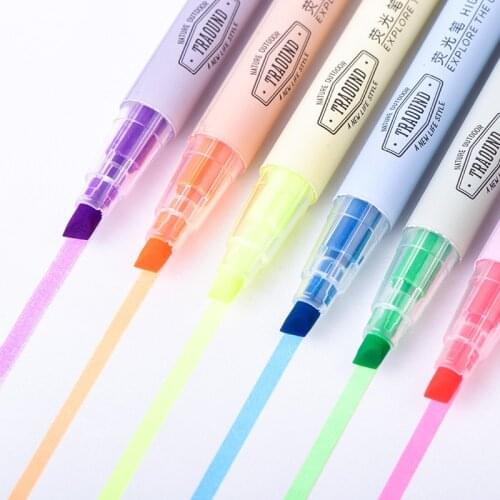 6pcs/set Kawaii Candy Color Highlighters Pen for School Office Scrapbooking Art Drawing Markers Korea Stationery Fluorescent Pen