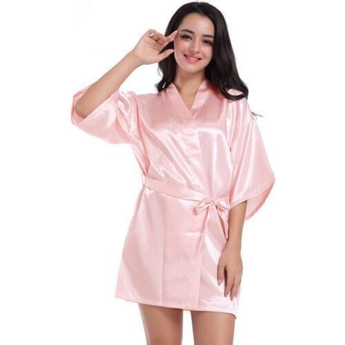 DHL or fedex 100pcs/lot New Solid Silk Kimono Robe Bathrobe Women Sexy Robes Satin Ladies Dressing Gowns