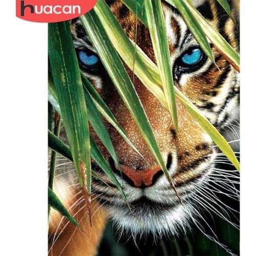 HUACAN Diamond Painting Tiger Cross Stitch Diamond Embroidery Animals 5D DIY Mosaic Full Drill Decor For Home