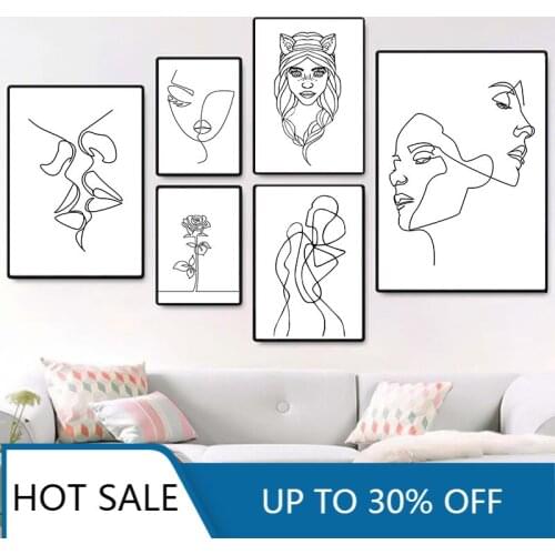 Canvas Painting Nordic Minimalist Figures Line Sexy Woman Body Nude Wall Drawing Posters and Prints Decoration for Livingroom
